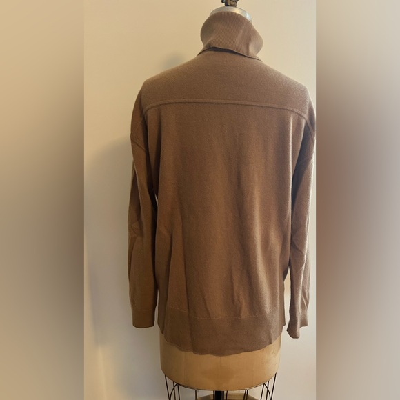 Theory Karenia cashmere yoke turtleneck sweater beige canvas camel tan XS - Picture 6 of 9